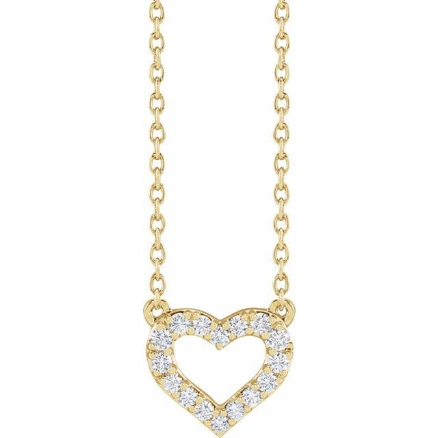 saveongems Jewelry 1/5ctw::10x9mm / 16-18" / 14K Yellow Heart Diamond Necklace