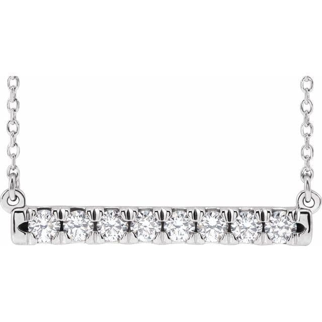 saveongems 1/2 ctw (2.5mm) / VS F+ / 14K White French-Set Bar 18" Necklace 1/8 Carat Total Weight