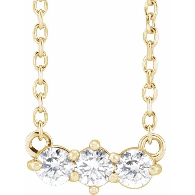 saveongems Jewelry 2.5mm :: 1/5 CTW / I1 G-H / 14K Yellow 14K 1/5 CTW Natural Diamond Three-Stone 18" Necklace