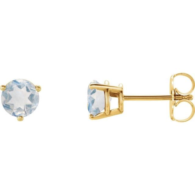 saveongems Jewelry 3mm::0.3624 DWT (0.56 grams) / 14K Yellow 14K Natural Blue Moonstone Friction Post Earrings