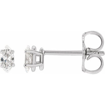 saveongems 4 x 2 mm:: 1/6 CTW / I1 G-H / 14K White 14K Natural Diamond Marquise 4-Prong Lightweight Stud Earrings