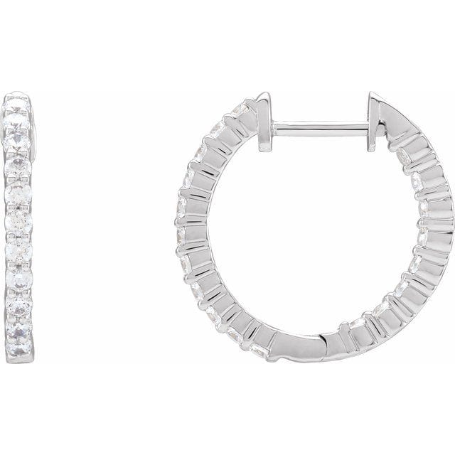 saveongems 17.2 mm :: 3/4 CTW / I1 G-H / 14K White 14K Natural Diamond Inside-Outside Hinged Hoop Earrings