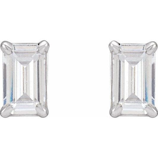 saveongems 14K Emerald 4-Prong Lab-Grown Diamond Stud Earrings