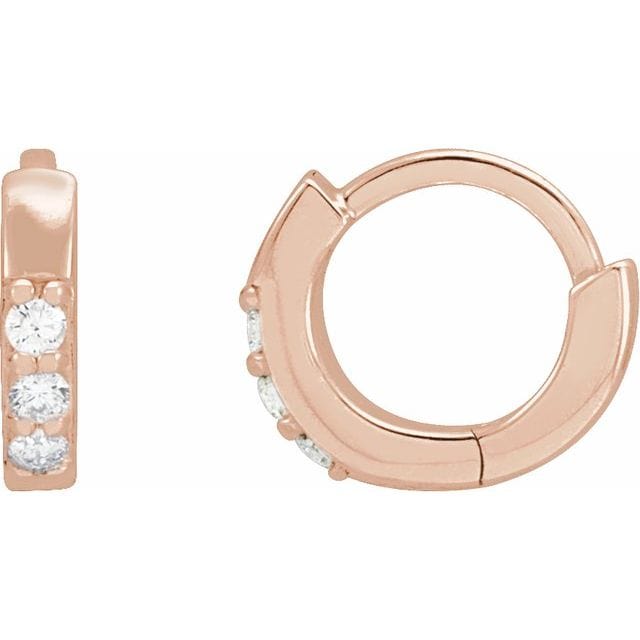 saveongems 8 mm :: 0.05 CTW / I1 G-H / 14K Rose 14K Natural Diamond Accented Huggie Earrings