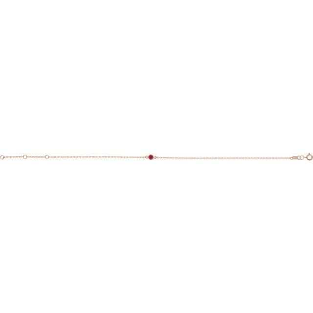 saveongems Jewelry 14K Natural Ruby Bezel-Set Solitaire 6 1/2-7 1/2" Bracelet