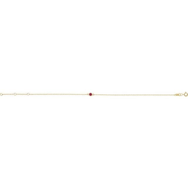 saveongems Jewelry 14K Natural Ruby Bezel-Set Solitaire 6 1/2-7 1/2" Bracelet