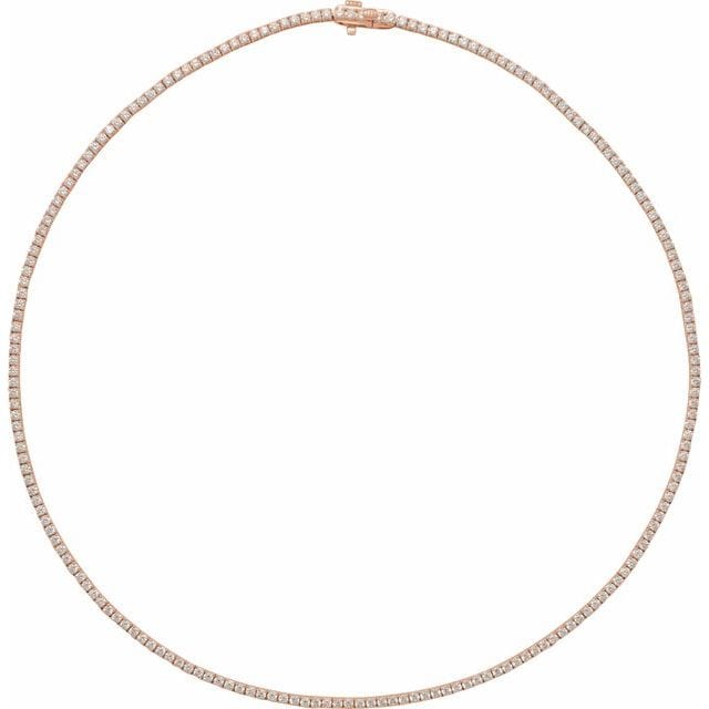 saveongems 2mm:5 3/4 CTW / SI1-SI2 / 14K Rose 5 3/4 CTW Lab-Grown Diamond 16" Necklace 5 3/4 CTW LG Diamond Tennis Necklace 16"
