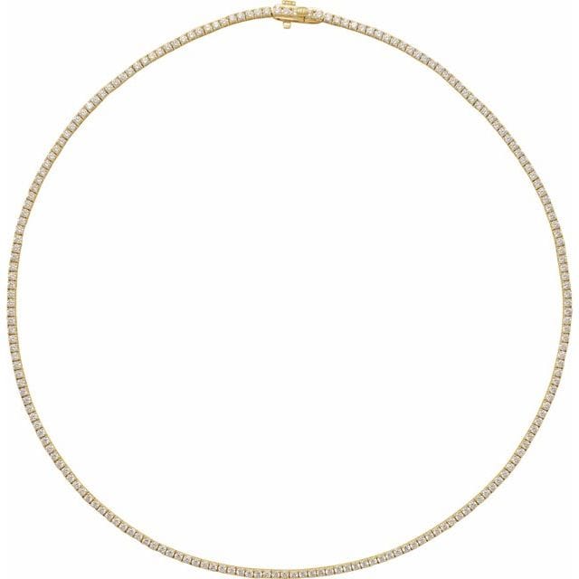 saveongems 2mm:5 3/4 CTW / SI1-SI2 / 14K Yellow 5 3/4 CTW Lab-Grown Diamond 16" Necklace 5 3/4 CTW LG Diamond Tennis Necklace 16"