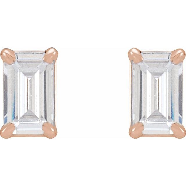 saveongems 14K Emerald 4-Prong Lab-Grown Diamond Stud Earrings