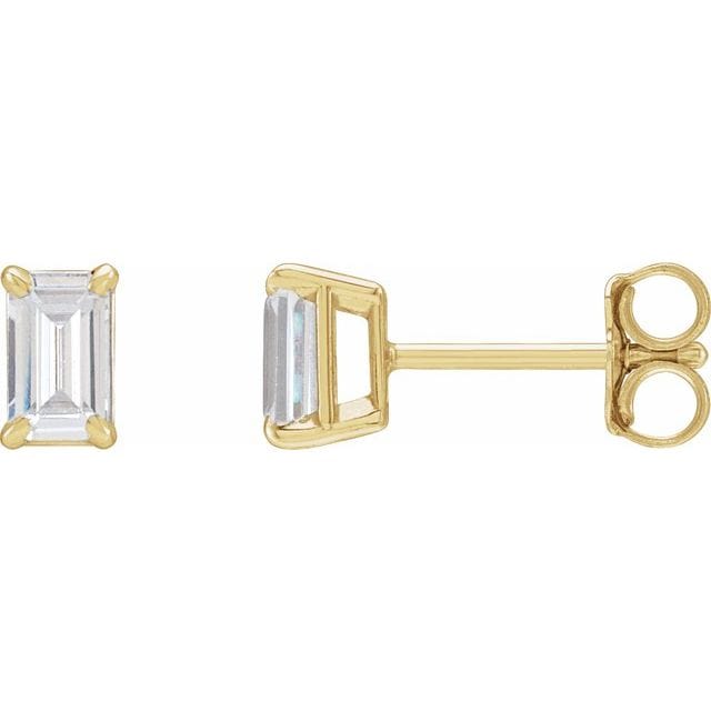 saveongems 5 x 3mm :: 3/4 CTW / SI GHI / 14K Yellow 14K Emerald 4-Prong Lab-Grown Diamond Stud Earrings