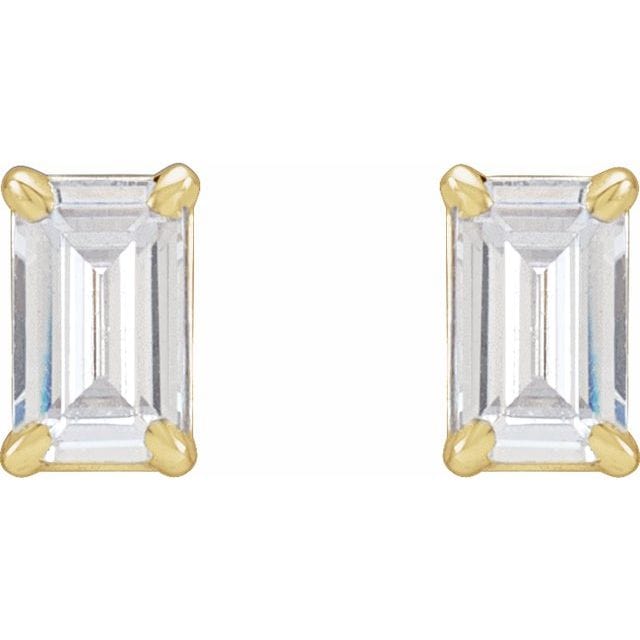 saveongems 14K Emerald 4-Prong Lab-Grown Diamond Stud Earrings