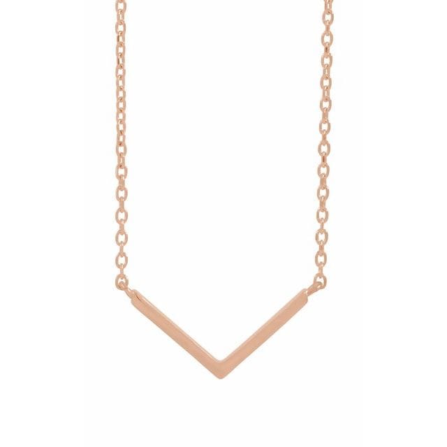 saveongems Jewelry 18 x 8.26mm / 16 Inch / 14K Rose V Necklace