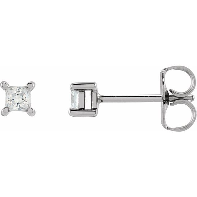 saveongems 2mm / SI / 14K White Lab-Grown Square Diamond 4-Prong Earrings 14K Lab-Grown Square Diamond 4-Prong Earrings