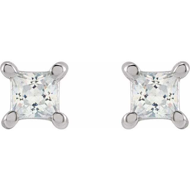 saveongems 14K Lab-Grown Square Diamond 4-Prong Earrings