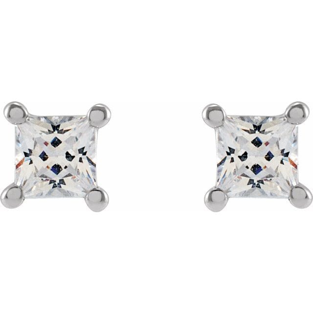 saveongems 14K Lab-Grown Square Diamond 4-Prong Earrings