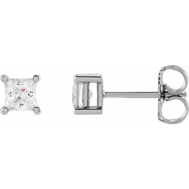 saveongems 3.5mm / SI / 14K White Lab-Grown Square Diamond 4-Prong Earrings 14K Lab-Grown Square Diamond 4-Prong Earrings