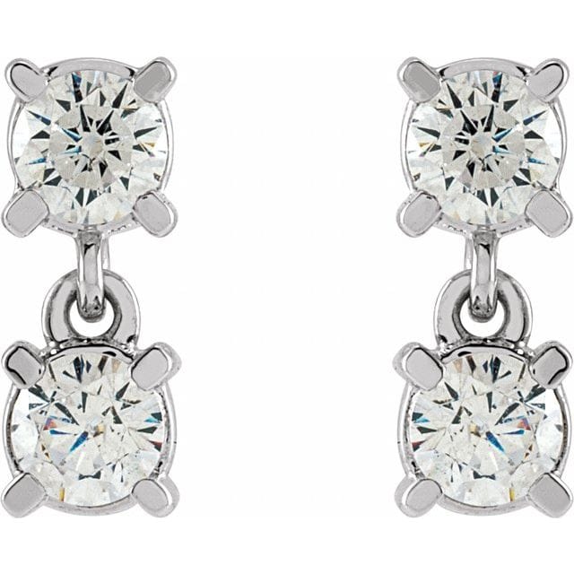 saveongems Jewelry Diamond Two-Stone Earrings .25 Carat Total Weight