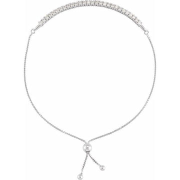 saveongems 9.5 inch / 1 ctw (2mm) / 14K White Diamond Bolo Bracelet 9.5" inch 1 Carat Total Weight