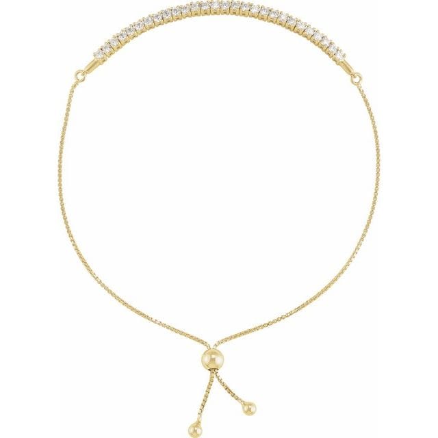 saveongems 9.5 inch / 1 ctw (2mm) / 14K Yellow Diamond Bolo Bracelet 9.5" inch 1 Carat Total Weight