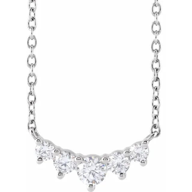 Save On Diamonds Jewelry 14k White Gold Lab-Grown Diamond Graduated Stone Necklace 1/3 CTW  (18" long)