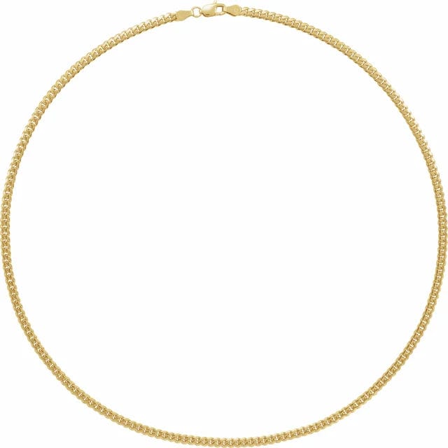 Save On Diamonds 14K Yellow / 18 inch 14K Cuban Link Chain (3.3 mm) White Gold