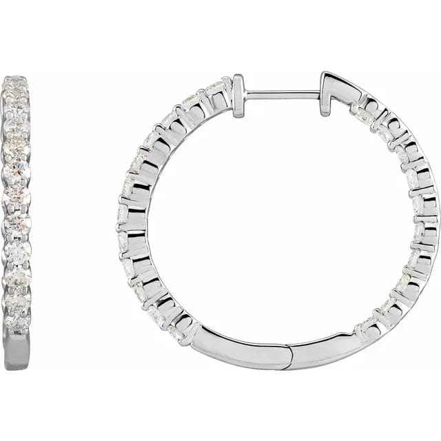 Save On Diamonds Jewelry 14K White LG Diamond Inside-Outside Hinged Hoop Earrings