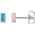 Save On Diamonds Natural Swiss Blue Topaz Bezel-Set Earrings (Baguette)