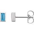Save On Diamonds Natural Swiss Blue Topaz / 14K White Natural Swiss Blue Topaz Bezel-Set Earrings (Baguette)