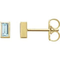 Save On Diamonds Natural Sky Blue Topaz / 14K Yellow Natural Sky Blue Topaz Bezel-Set Earrings (Baguette)