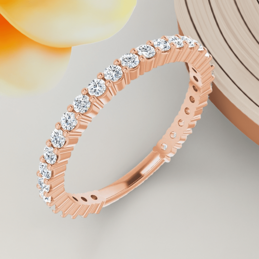 saveongems 14K Rose Natural Diamond Anniversary Band