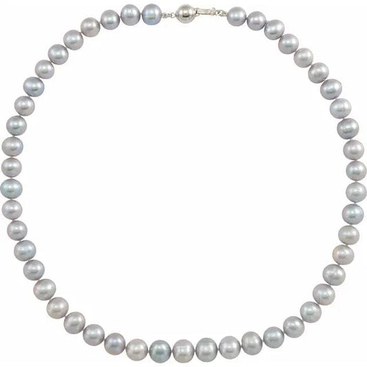 Save On Diamonds 9.0 - 10.0 mm Cultured Gray Freshwater Pearl Necklace AA+ Quality 18"