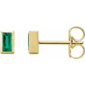 Save On Diamonds Natural Emerald Bezel-Set Earrings