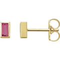 Save On Diamonds Natural Pink Tourmaline / 14K Yellow Natural Pink Tourmaline Bezel-Set Earrings