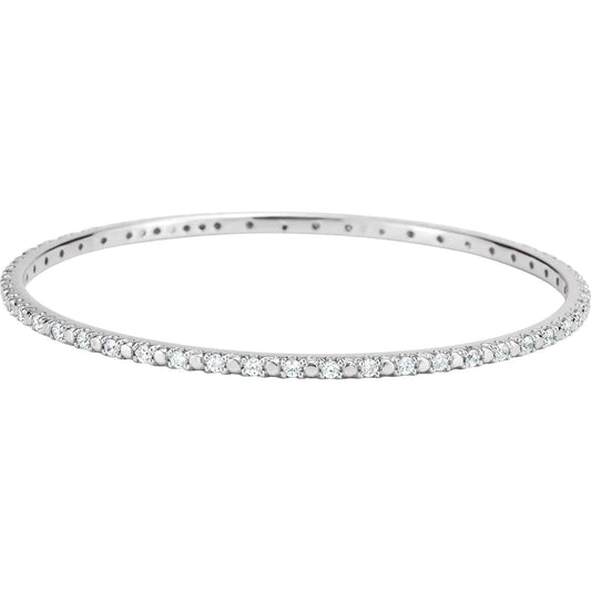Save On Diamonds White Cubic Zirconia Bangle Bracelet 7 1/2"