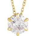 saveongems 1 ctw (6.5mm) / 16-18 Inch / 14K Yellow Solitaire Necklace 16-18