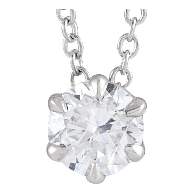 saveongems 3/8 ctw (4.5mm) / 16-18 Inch / 14K White Solitaire Necklace 16-18" 1/4-1 Carat Total Weight
