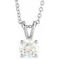 saveongems Jewelry 5/8 ctw (5.2mm) / 16-18 Inch / 14K White Solitaire Necklace 16-18"