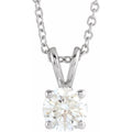 saveongems Jewelry 5/8 ctw (5.2mm) / 16-18 Inch / 14K White Solitaire Necklace 16-18