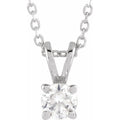 saveongems Jewelry 1/4 ctw (4mm) / 16-18 Inch / 14K White Solitaire Necklace 16-18