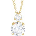 saveongems 1 ctw (5.85mm) / 16-18 Inch / 14K Yellow Accented Claw-Prong Necklace 16-18