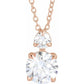 saveongems 1 ctw (5.85mm) / 16-18 Inch / 14K Rose Accented Claw-Prong Necklace 16-18" 1/4-1 Carat Total Weight