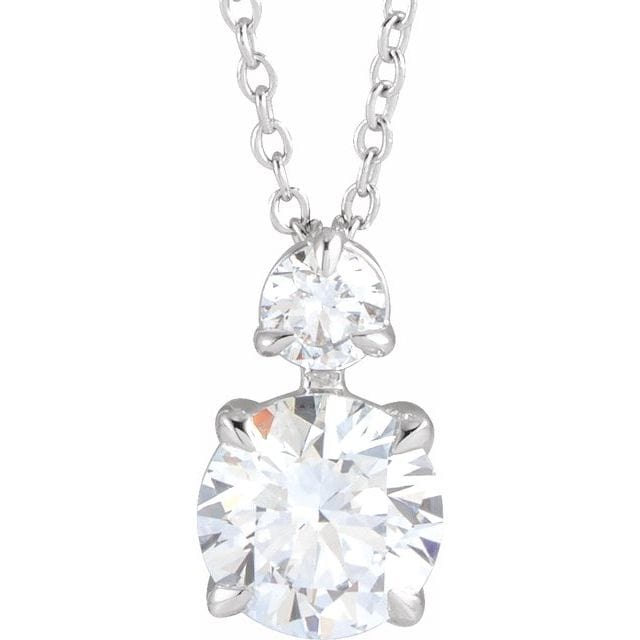 saveongems 1 ctw (5.85mm) / 16-18 Inch / 14K White Accented Claw-Prong Necklace 16-18" 1/4-1 Carat Total Weight