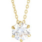 saveongems 7/8 ctw (6mm) / 16-18 Inch / 14K Yellow Solitaire Necklace 16-18" 1/4-1 Carat Total Weight