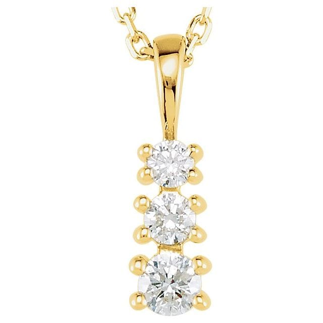 saveongems 2.7 mm:: 1/6 CTW / I1 G-H / 14K Yellow 14K Natural Diamond Graduated 18" Necklace