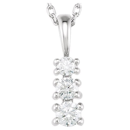saveongems 2.7 mm:: 1/6 CTW / I1 G-H / 14K White 14K Natural Diamond Graduated 18" Necklace