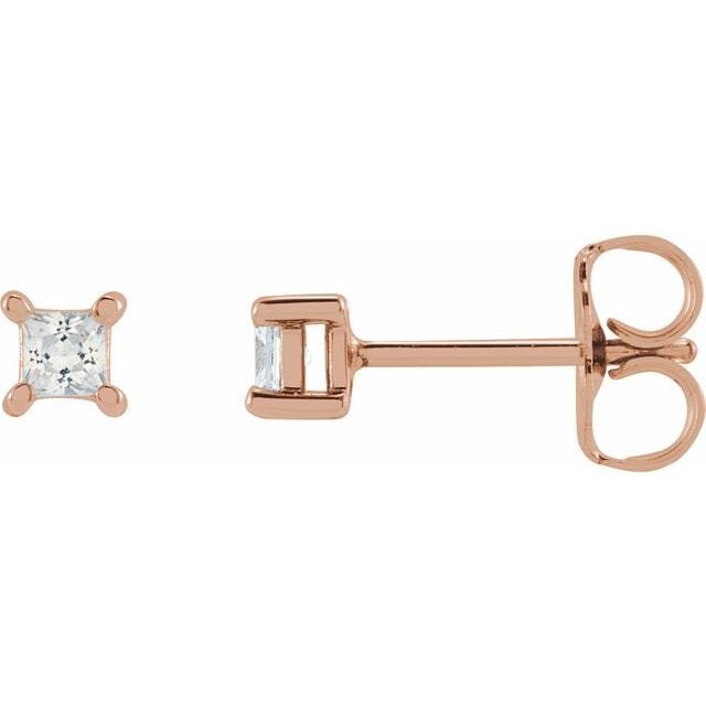 saveongems 2.5mm / SI / 14K Rose Lab-Grown Square Diamond 4-Prong Earrings 14K Lab-Grown Square Diamond 4-Prong Earrings