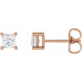 saveongems 3.5mm / SI / 14K Rose Lab-Grown Square Diamond 4-Prong Earrings 14K Lab-Grown Square Diamond 4-Prong Earrings