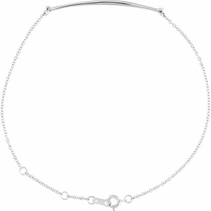 saveongems Jewelry 36.84 x 4.38 mm / 6 1/2-7 1/2 Inch / 14K White Curved Bar Bracelet