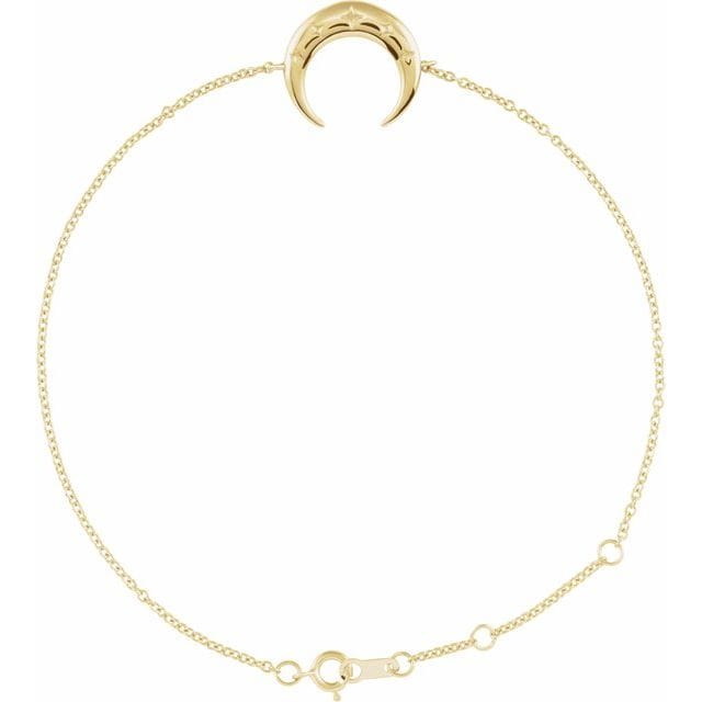 saveongems Jewelry 6 1/2-7 1/2 Inch / 16.6 x 12.4 mm / 14K Yellow Adjustable Crescent Moon Bracelet 6.5-7.5"