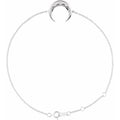 saveongems Jewelry 6 1/2-7 1/2 Inch / 16.6 x 12.4 mm / 14K White Adjustable Crescent Moon Bracelet 6.5-7.5